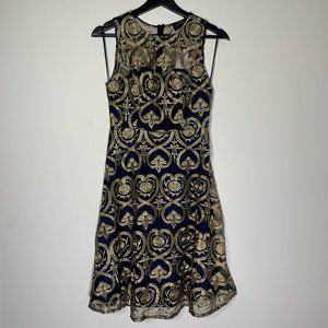 Brand new Liza Luxe navy and gold mini dress